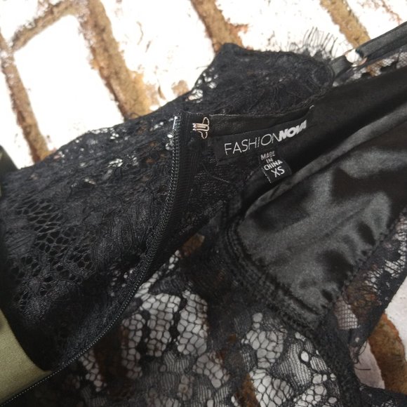 Fashion Nova ROMPER JUMPSUIT Khaki Green Black Top - Picture 7 of 7